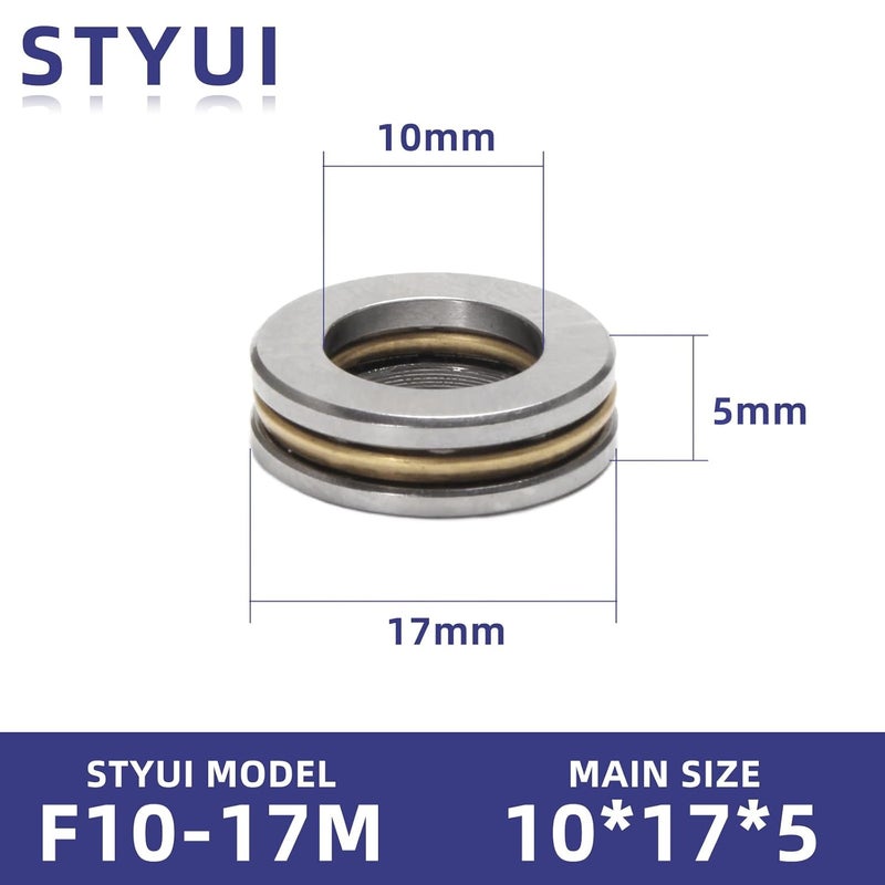 STYUI (10Pcs) F10-17M Miniature Thrust Ball Bearings 10mm x 17mm x 5mm Miniature Plane Thrust Bearings Chrome Steel One Way - Image 3